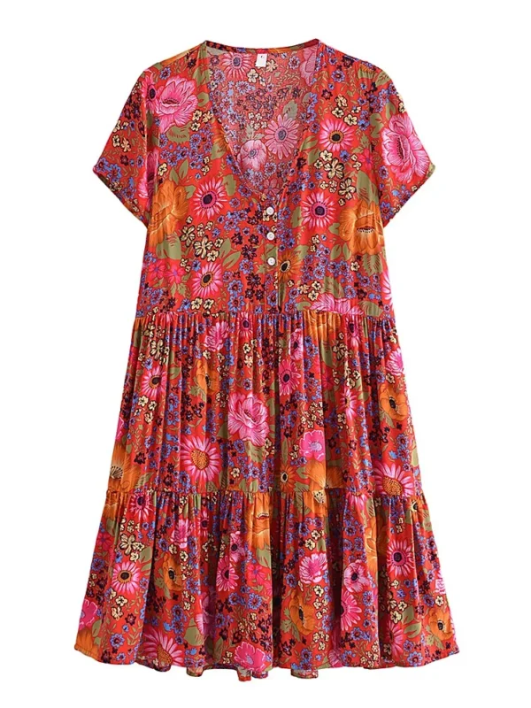 S1634b0e04a0c4db78d2767a6bc01a7eeY.webp Garden Path: Short Sleeve Tiered Floral Print Summer Dress