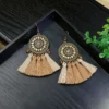 S169366e51d2c45e0b7344b0d89f94738A.webp Odyssey Dangle Boho Tassel Earrings with Geometric Metal Accents