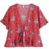 S179310faec4f4b4fa7ae6ee4e36e6d52t.webp Wildflower Breeze Boho Tie Front Blouse