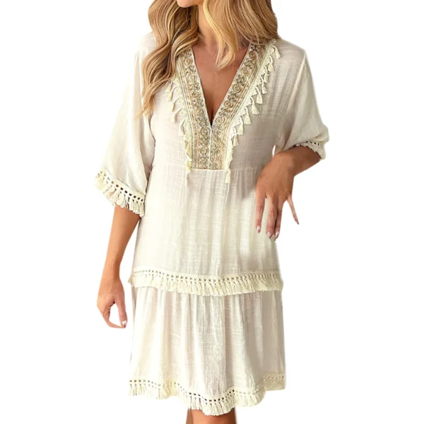 S1cd9be79a0ce4628a25d2814876e9b781.webp Fringe Embroidered Boho Mini Dress