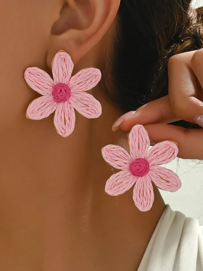 Petal Whisper Handmade Flower Statement Earrings