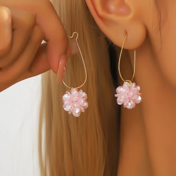 S1ec60ea682244559b8f57b72d95273fd5.webp Blossom Harmony Floral Drop Earrings with Delicate Gold Wire