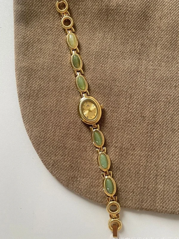 S1ee9d163c8da42b388ce3041deefd15fC.webp Elysian Gemstone Embellished Wristwatch with Bracelet Strap