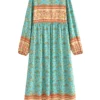 S1f3638dfdd184acca40a8f9adb581d62s.webp Wilderness Boho Floral Bohemian Dress with Tassels and Tie-Front