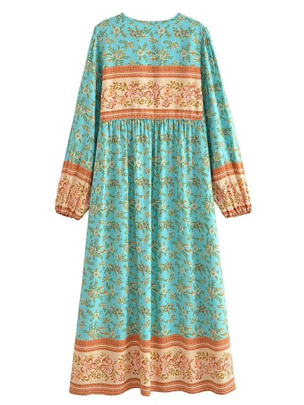 S1f3638dfdd184acca40a8f9adb581d62s.webp Wilderness Boho Floral Bohemian Dress with Tassels and Tie-Front