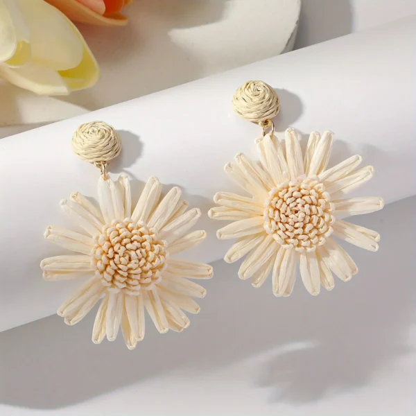 S1ff6d995643646d2824d42139061f1cfw.webp Mediterranean Bloom Raffia Flower Dangle Earrings