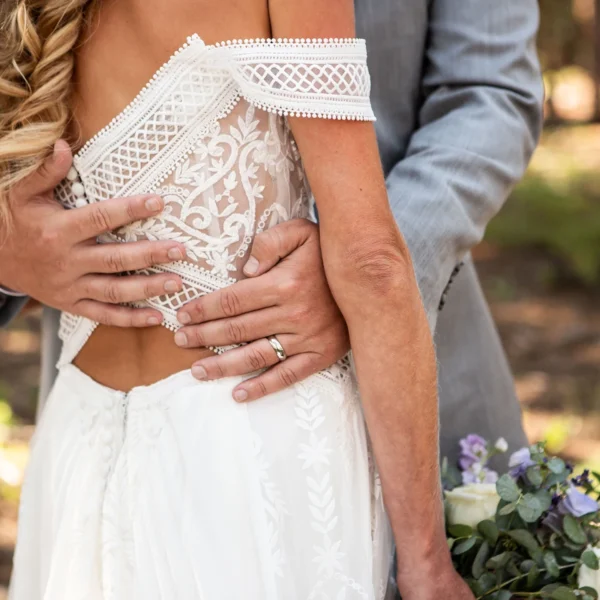 Thistle Grove — Draped Neckline Boho Wedding Dress in Crochet Lace – Spirit & Rebel