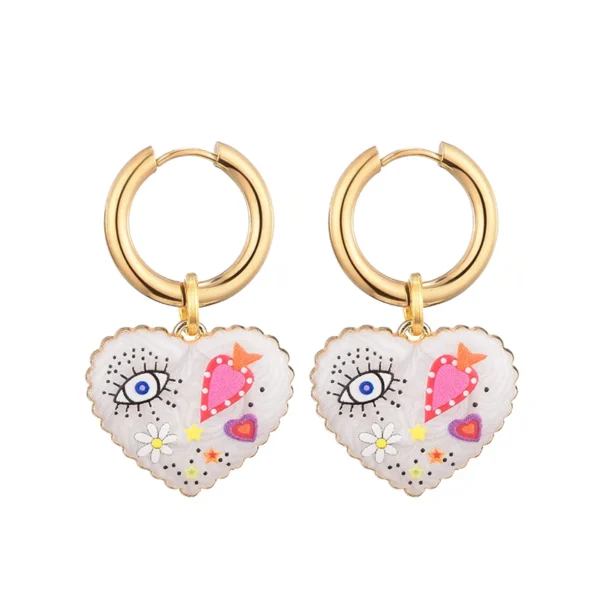 S2229e40d413c4c33b626a070aa98719bN.webp Color Rush Artistic Hoop Earrings with Heart Dangles