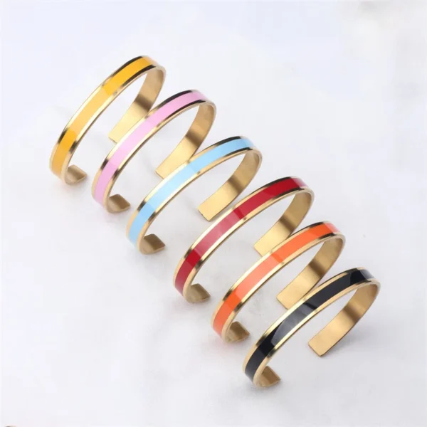 S22a197a3a9154835bbf545c0331d1e4aA.webp Vibrant Groove Colorful Enamel Bangle Bracelets Slip-On Style