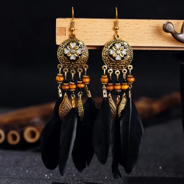 S22b7a46bd6a54ac8b08e28a1f67b74c7E.webp Nomad Sun Feather Dreamcatcher Statement Earrings