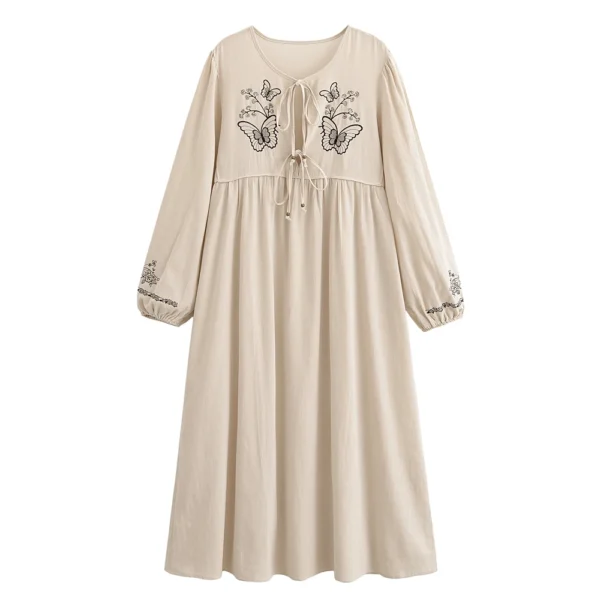 Butterfly Embroidered Boho Maxi Dress