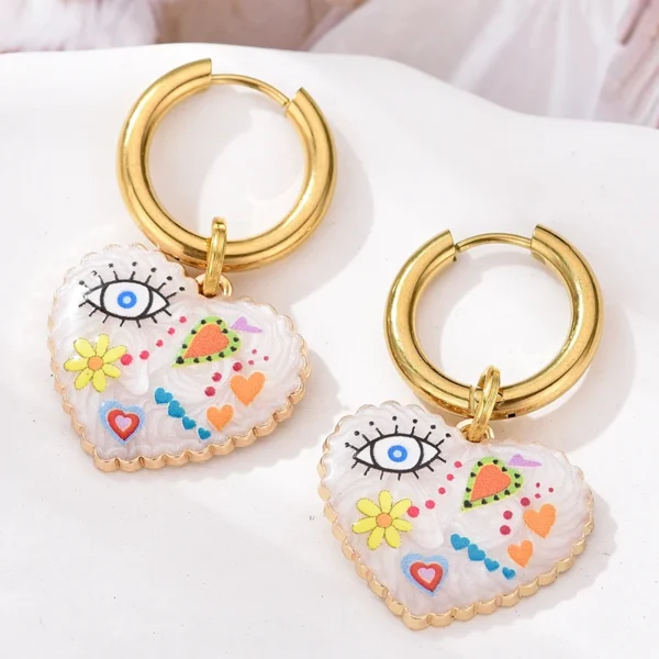 S26a2d32a8d3b43a09ce69d736b0e03cfP.webp Color Rush Artistic Hoop Earrings with Heart Dangles