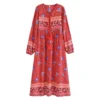 S29b397e1652145da80aeff44d73d9d59Y.webp Wilderness Boho Floral Bohemian Dress with Tassels and Tie-Front