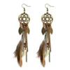 Spirit Tribal Vintage Dream Catcher Feather Earrings with Bohemian Accents