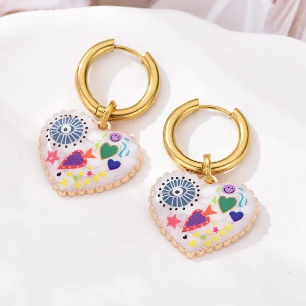 S2aad224d307a416988111e85eb7dc4cdi.webp Color Rush Artistic Hoop Earrings with Heart Dangles