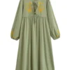 Butterfly Embroidered Boho Maxi Dress