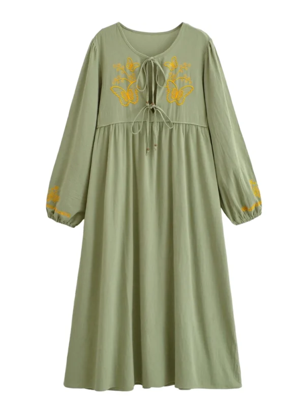 Butterfly Embroidered Boho Maxi Dress