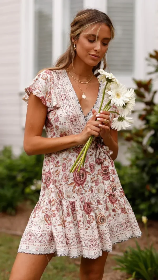 Summertime Flirt Floral Wrap Dress with Tie Waist