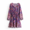 S305cb828730844b3a165a176c084aa38D.webp Serenade A-Line Floral Bohemian Dress with Ruffle Hem and Tassel Tie