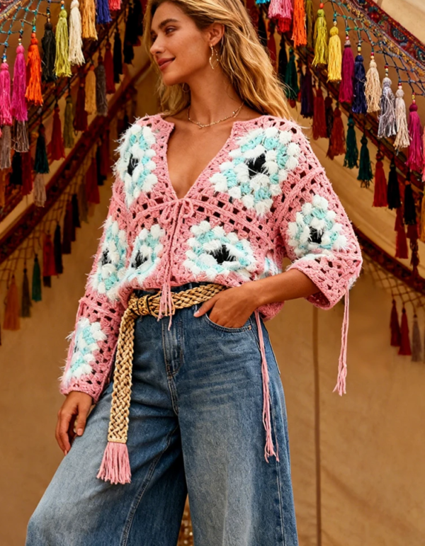S3122c6132946486a84b7a4038cc2b7c9j copy Festival Finesse Tie-Front Boho Cardigan with Crochet Floral Details