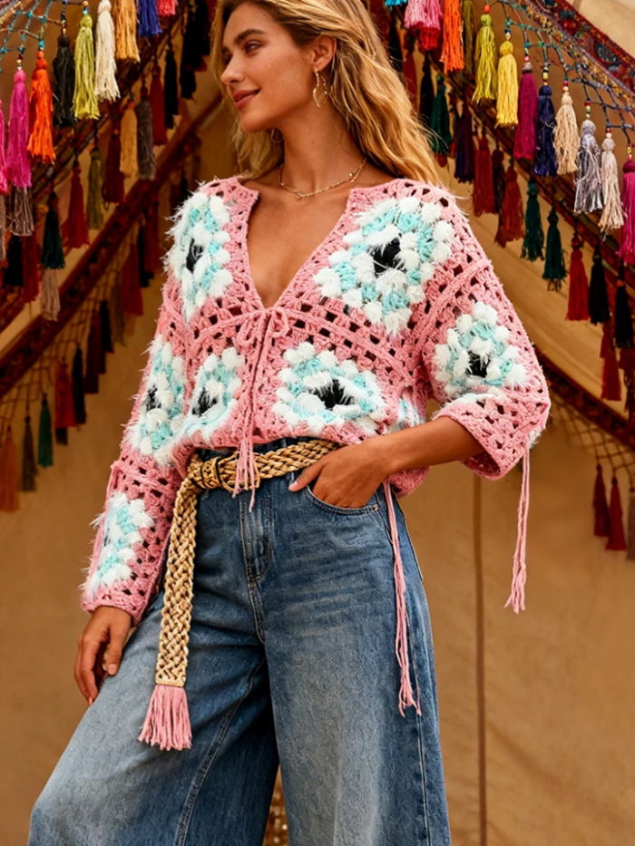S3122c6132946486a84b7a4038cc2b7c9j copy Festival Finesse Tie-Front Boho Cardigan with Crochet Floral Details