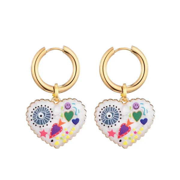 S3144526b8d9d46149bc85412d5c230eeU.webp Color Rush Artistic Hoop Earrings with Heart Dangles