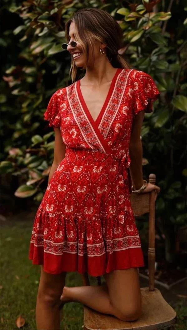 Summertime Flirt Floral Wrap Dress with Tie Waist