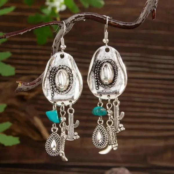 S31f33ecd17f84536a0944363c04fc9c36.webp Cowgirl Spirit Silver Earrings with Cactus and Teardrop Charms