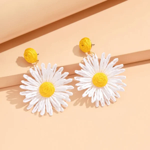 S39a814d9fbc34de3b8ee691b27cd6027I.webp Handmade Woven Rattan Daisy Drop Earrings