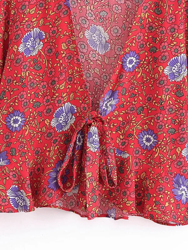 S3a2a867ab9ea4a3e9fddd99d6c9459e23.webp Wildflower Breeze Boho Tie Front Blouse