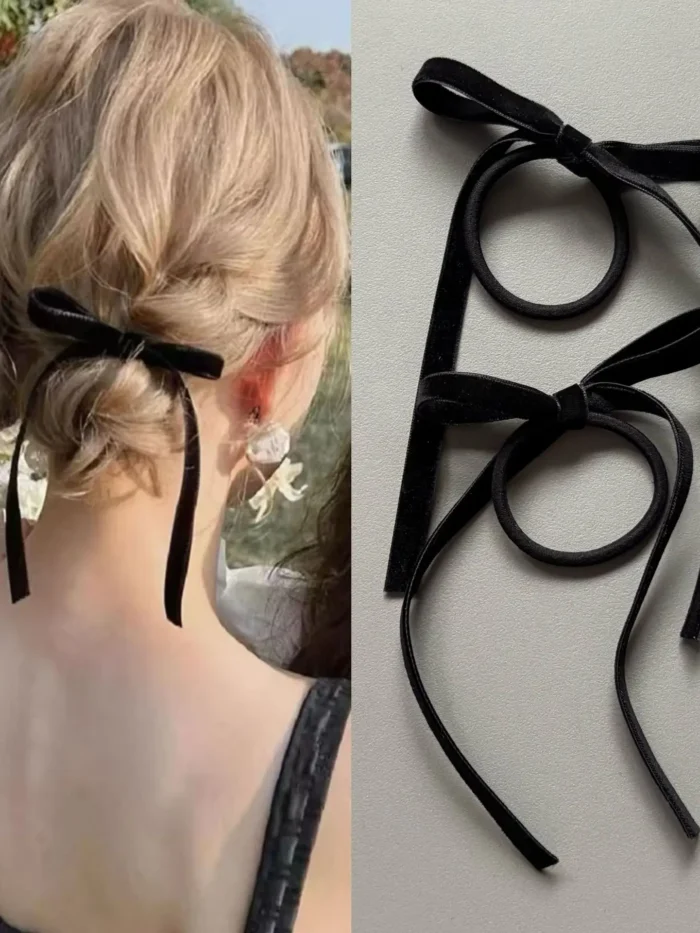 Romantic Black Velvet Bow Hair Ties