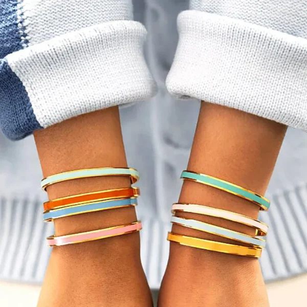 S3fb5610c46b3473c9418e98b8e6495c68.webp Vibrant Groove Colorful Enamel Bangle Bracelets Slip-On Style