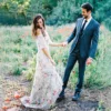 Meadow at Golden Hour: Floral Embroidered Off-Shoulder Wedding Dress