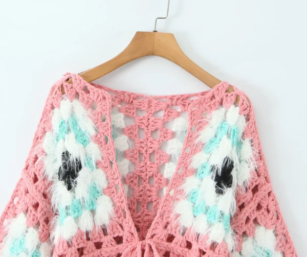 S42e9babecafe4370bd4904058b292de91.webp Festival Finesse Tie-Front Boho Cardigan with Crochet Floral Details
