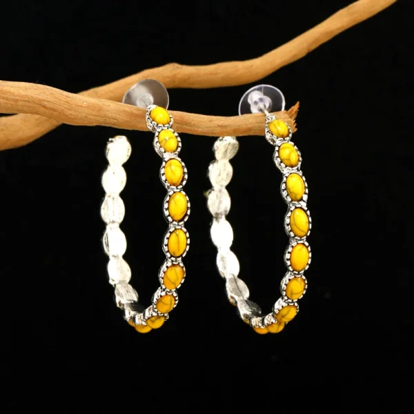 S434631a2620240c5b21d20c921930a53G.webp Western Chic Stone Hoop Statement Earrings
