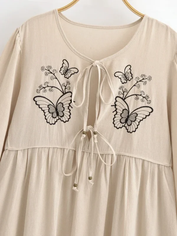 Butterfly Embroidered Boho Maxi Dress