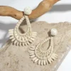 S46239ca9e04a4b8f8b378ebf4701a287t.webp Teardrop raffia statement earrings with wrapped rosette studs