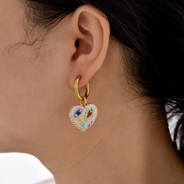 S4853f5a22ce2448cb899d2fb0e204205K.webp Color Rush Artistic Hoop Earrings with Heart Dangles