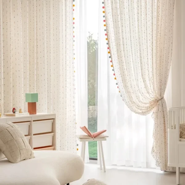 S492c64b60b1a49d3ad7b4cb78c3967d4v.webp Dreamy Pom Poms Boho Curtain