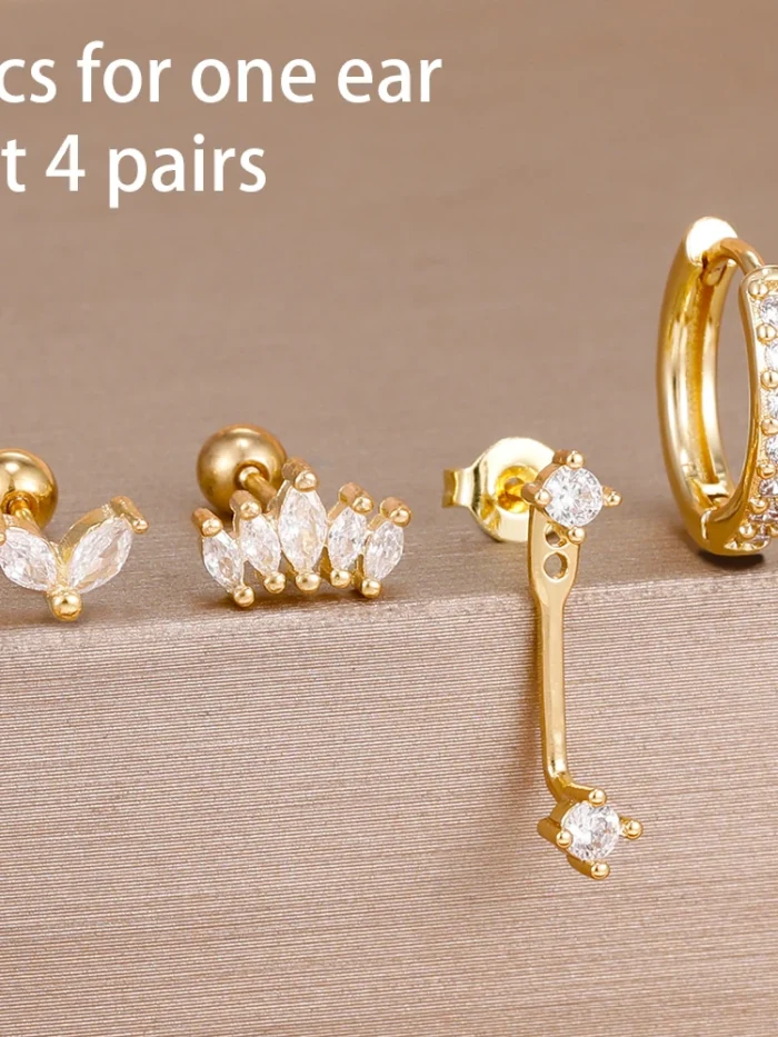 Festive Glint Earring Set 4pcs with Crystal Accents – Spirit & Rebel