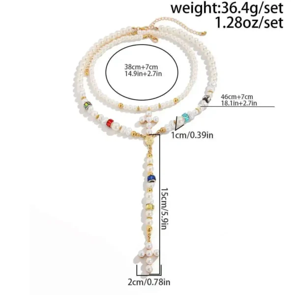 S4c695207412d4700bd16ddbe1794a89e7.webp Eternal Radiance Layered Pearl Necklace with Cross Pendant