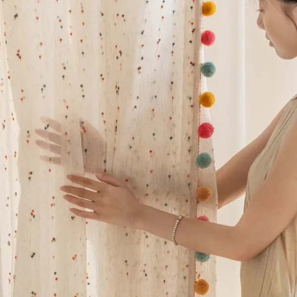 S4cf3b329fe2b49faa4811ebd11a22475O.webp Dreamy Pom Poms Boho Curtain
