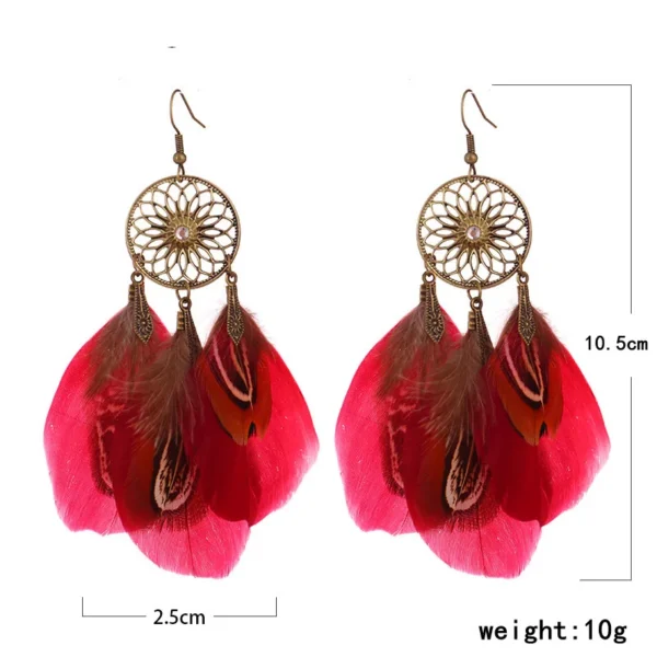 S4fe2520cbb0e4e53bc5fed930bd8ec97v.webp Nomad Sun Feather Dreamcatcher Statement Earrings