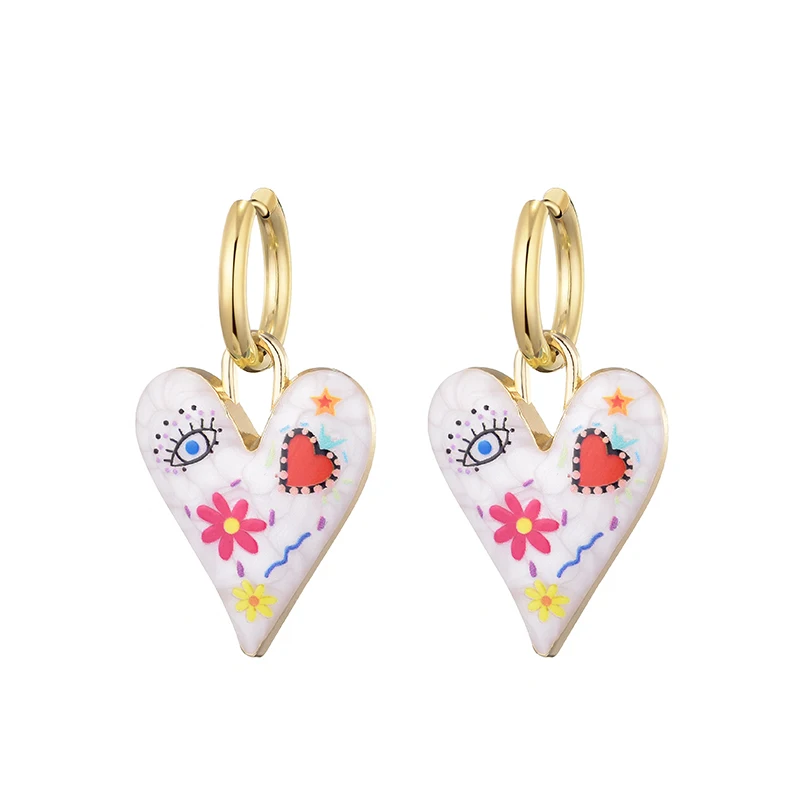 Beautiful Heart Evil Eye Charm Earrings