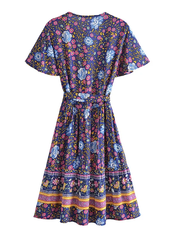 Summertime Flirt Floral Wrap Dress with Tie Waist