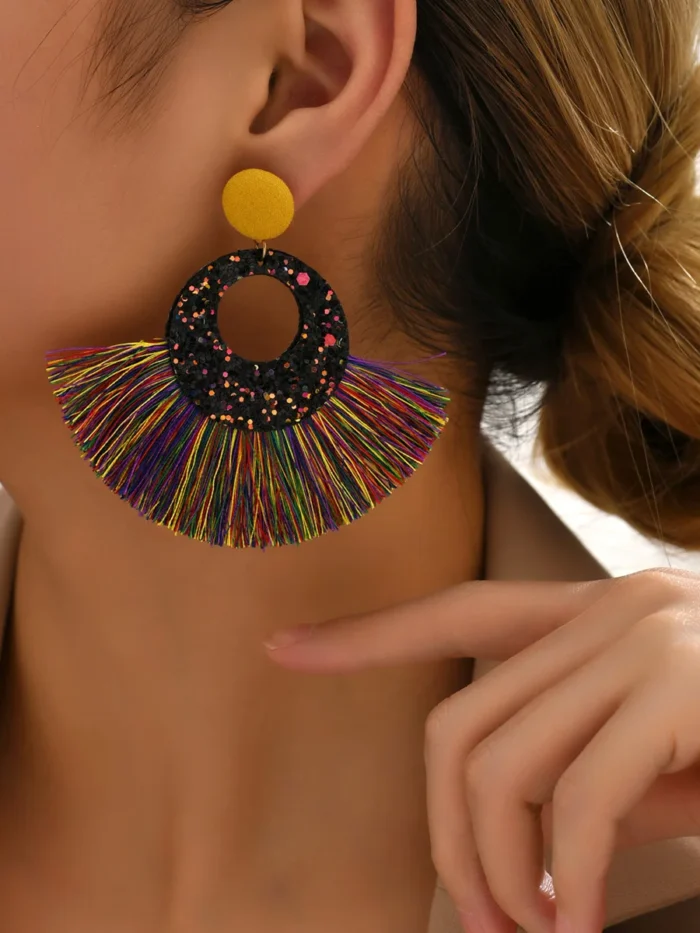 Dreamy Iridescent Stardust Fan Shaped Earrings
