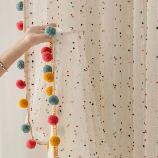 S5890d2619b6a4a9baadecac6f7cdd04eg.webp Dreamy Pom Poms Boho Curtain