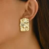S5b79acc3e9a04eaa80ad5b8cc6cc31ccM.webp Irregular Crinkle Studs - Hammered Silver and Gold Earrings
