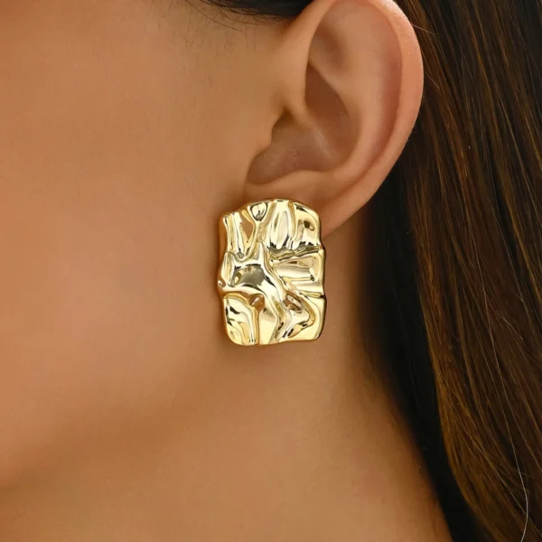 S5b79acc3e9a04eaa80ad5b8cc6cc31ccM.webp Irregular Crinkle Studs - Hammered Silver and Gold Earrings