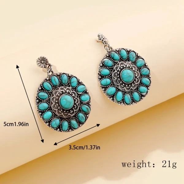 S5e4114cf7b334ee3b1185e814a7179713.webp Intricate Silver Boho Earrings with Turquoise Accents